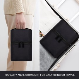 Makeup Brush Organizer Artist Small Makeup Bag Brushes Set Case Professional Travelling Brush Pen Pencil Holder Make Up Cup Storage Organizer Case Pencil Pouch Cosmetic Bag for Travel (Black)