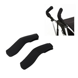2Pcs/Pair Baby Stroller Armrest Cover, Removable Zipper Crossbar Elastic Protector Sleeve for Pushchair Pram, Black