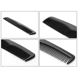 Shapenty 7 Inch Classic Black Plastic Hair Comb Pocket Mens Beard Mustache Comb Bulk for Hairdressing Grooming and Styling, 6PCS
