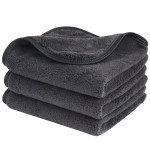 SINLAND Microfiber Face Cloths Reusable Makeup Remover Washcloths Super Soft and Absorbent Fingertip Face Towels for Sensitive Skin Women 12 x 12 Inch 3 Pack Grey