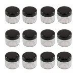 12PCS 15 Gram 15ml 0.5oz Refillable Black Plastic Screw Cap Lid with Clear Base Empty Plastic Container Jars for Nail Powder Bottles Eye Shadow Container Lot Powder Container