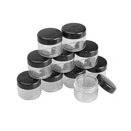 12PCS 15 Gram 15ml 0.5oz Refillable Black Plastic Screw Cap Lid with Clear Base Empty Plastic Container Jars for Nail Powder Bottles Eye Shadow Container Lot Powder Container
