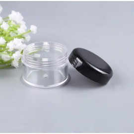 12PCS 15 Gram 15ml 0.5oz Refillable Black Plastic Screw Cap Lid with Clear Base Empty Plastic Container Jars for Nail Powder Bottles Eye Shadow Container Lot Powder Container