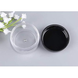 12PCS 15 Gram 15ml 0.5oz Refillable Black Plastic Screw Cap Lid with Clear Base Empty Plastic Container Jars for Nail Powder Bottles Eye Shadow Container Lot Powder Container