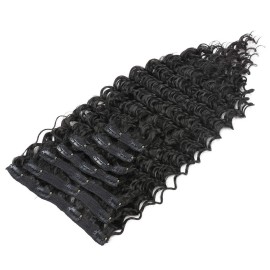 FASHION LINE Synthetic Curly Clip in Hair Extensions Double Weft Full Head Deep Wave Hair Pieces Heat Resistance Thick Deep Wave Clip In 7 Pieces(24inches, 1B Natural Black) FASHION LINE Synthetic Curly Clip in Hair Extensions Double Weft Full Head Deep Wave Hair Pieces Heat Resistance Thick Deep Wave Clip In 7 Pieces(24inches, 1B Natural Black)
