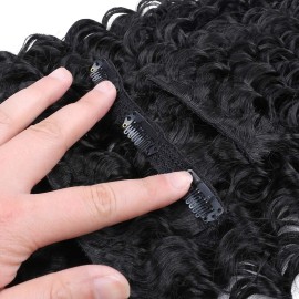 FASHION LINE Synthetic Curly Clip in Hair Extensions Double Weft Full Head Deep Wave Hair Pieces Heat Resistance Thick Deep Wave Clip In 7 Pieces(24inches, 1B Natural Black) FASHION LINE Synthetic Curly Clip in Hair Extensions Double Weft Full Head Deep Wave Hair Pieces Heat Resistance Thick Deep Wave Clip In 7 Pieces(24inches, 1B Natural Black)