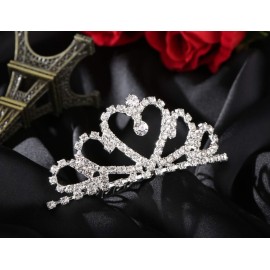 Lovelyshop Mini Heart Rhinestone Tiara for Wedding Bride Prom Birthday Pegeant Prinecess Party-6 Packs