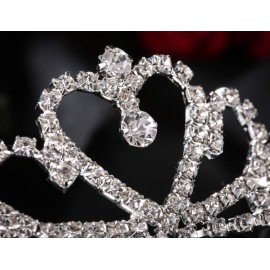 Lovelyshop Mini Heart Rhinestone Tiara for Wedding Bride Prom Birthday Pegeant Prinecess Party-6 Packs
