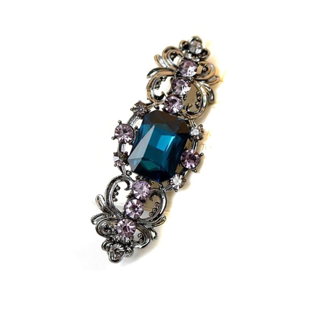 Suoirblss Vintage Chic Metal Crystal Bowknot Hair Clips Hair Pin Hair Barrettes Hair Accessories Women Fashion Retro Rhinestones Flowers Hair Catch (B)