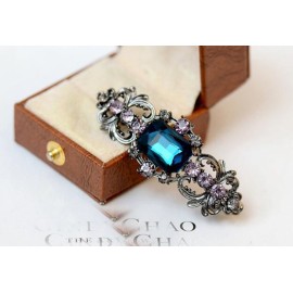 Suoirblss Vintage Chic Metal Crystal Bowknot Hair Clips Hair Pin Hair Barrettes Hair Accessories Women Fashion Retro Rhinestones Flowers Hair Catch (B)