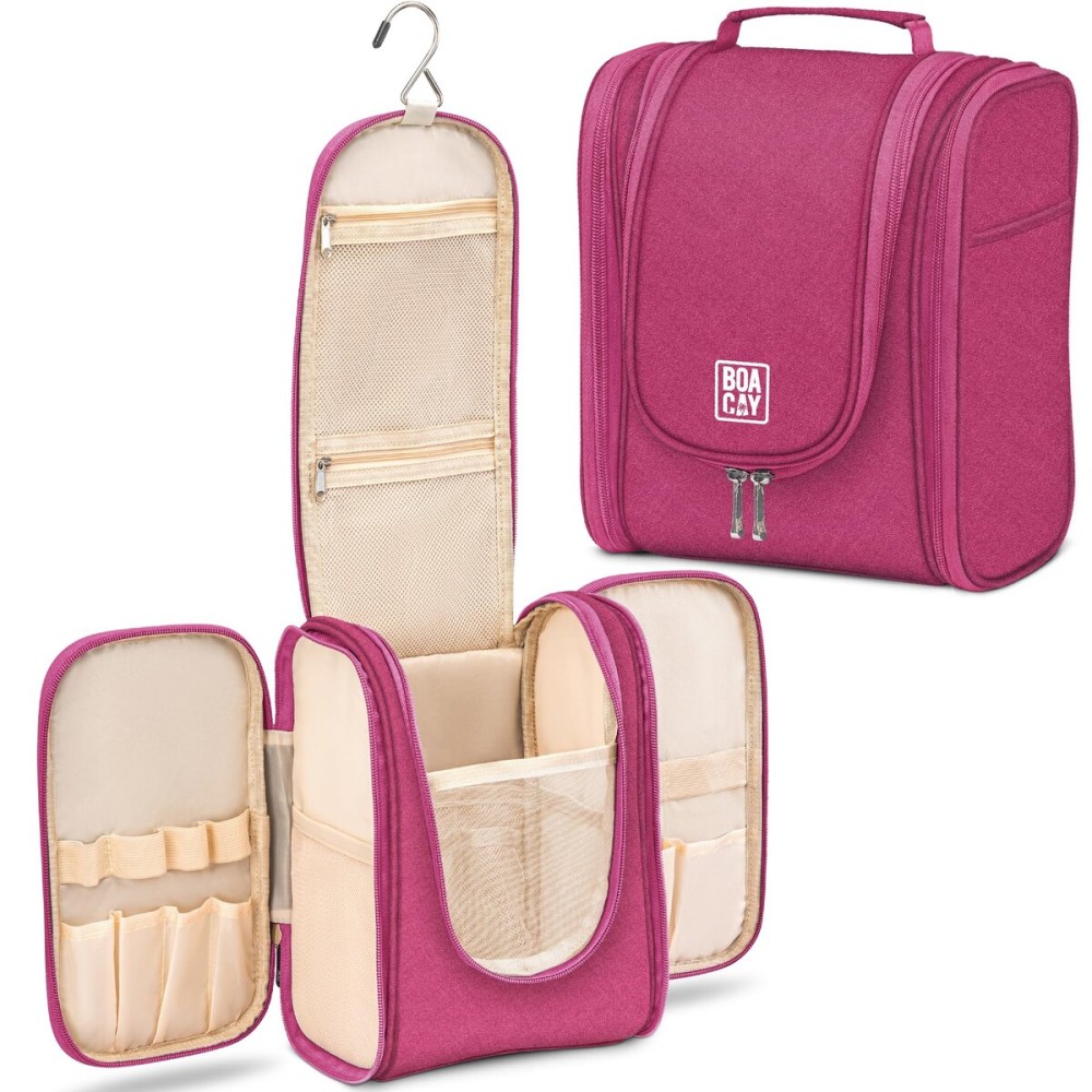 BOACAY Hanging Travel Toiletry Bag for Women and Men, Makeup Bag, Bathroom & Shower Organizer Kit for Accessories, Cosmetics, Travel Essentials