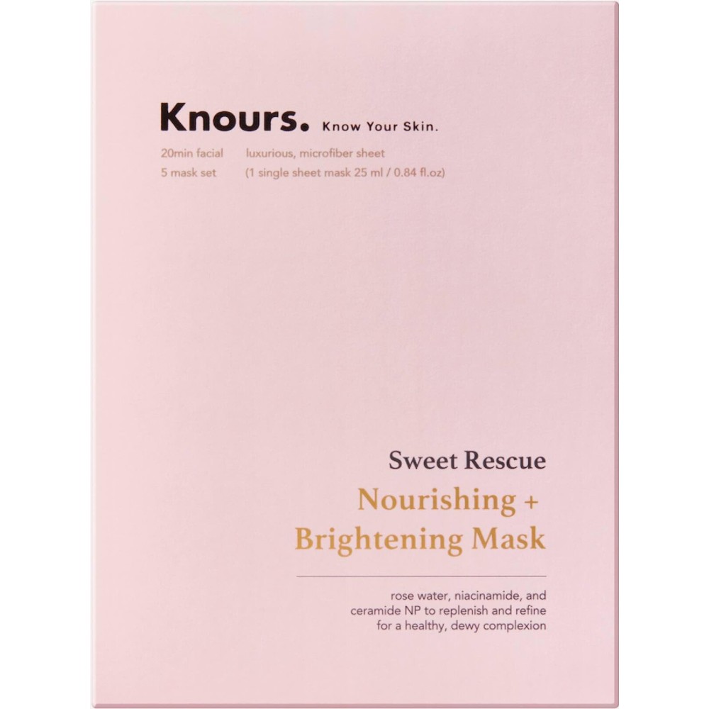 Knours. Nourishing & Hydrating Mask, Rose Water Toning Rejuvenating Facial Nourishing Clean Beauty (5 Count)