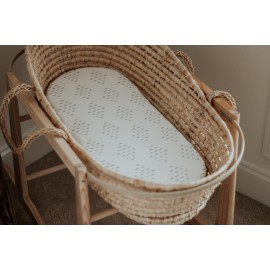 Bassinet Sheets Fitted Cover - Flexible Fit 100% Soft Jersey Knit Cotton - Neutral Grey Sage Diamond - 2 Pack Set