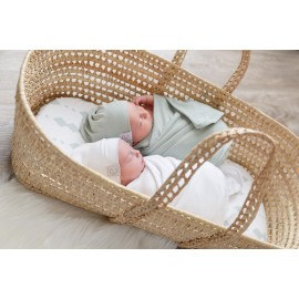 Bassinet Sheets Fitted Cover - Flexible Fit 100% Soft Jersey Knit Cotton - Neutral Grey Sage Diamond - 2 Pack Set