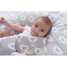 Premium Organic Cotton Baby Blanket - Knitted Sheep Design - Super Soft Multi Use