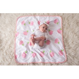 Ziggy Baby Peony & Heart 5 Piece Blanket, Hat and Headband Collection Pink White