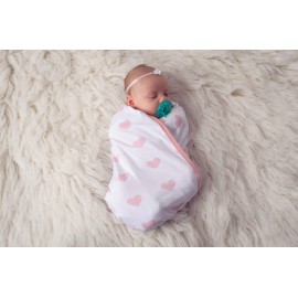 Ziggy Baby Peony & Heart 5 Piece Blanket, Hat and Headband Collection Pink White