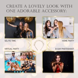 Birthday Girl Headband Headpiece - Girls Party Hair Accessories For All Hair Types - Birthday Headband Decorations - Metallic Gold Crown For Selfies And Virtual Parties (Gold)