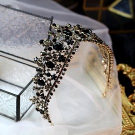 Sunshinesmile Bride Black Large Big Vintage Crystal Princess Queen Diadem Rhinestone Bridesmaid Bride Crowns And Tiaras For Wedding Party