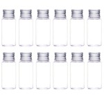 12PCS Empty Clear Travel Portable Glass Wish Bottles with Silver Aluminum Cap Essential Oil Powders Cream Ointments Grease Storage Container Jars Cosmetic Makeup Sample Packing Holder(30ml/1oz)