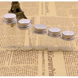12PCS Empty Clear Travel Portable Glass Wish Bottles with Silver Aluminum Cap Essential Oil Powders Cream Ointments Grease Storage Container Jars Cosmetic Makeup Sample Packing Holder(30ml/1oz)