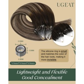 Ugeat Dark Brown Mico Bead Hair Extensions Balayage Ash Brown Microlink Hair Extensions Real Human Hair Ombre to Add Length and Volume By Cold Fusion for Thicker 20 Inch 50S 50G Ugeat Dark Brown Mico Bead Hair Extensions Balayage Ash Brown Microlink Hair Extensions Real Human Hair Ombre to Add Length and Volume By Cold Fusion for Thicker 20 Inch 50S 50G