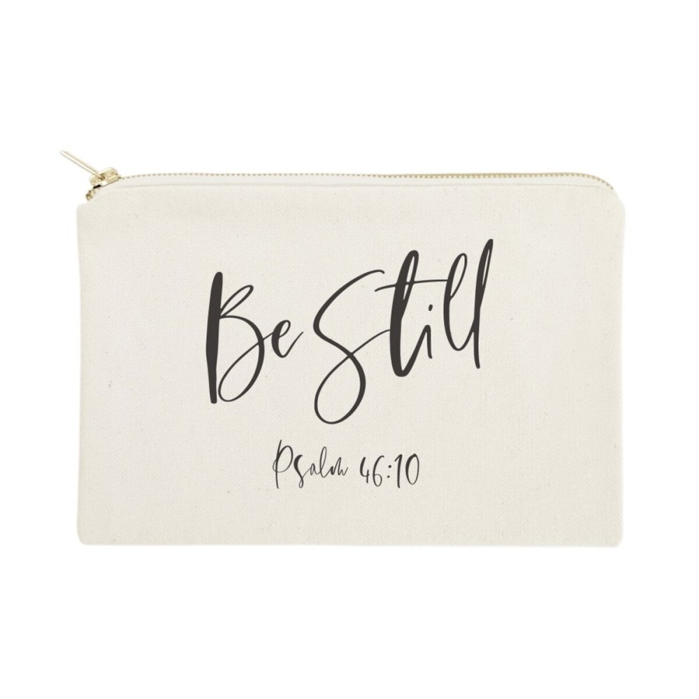 Be Still, Psalm 46:10 Religious Bible Verse Cosmetic Bag, Makeup and Travel Pouch Be Still, Psalm 46:10 Religious Bible Verse Cosmetic Bag, Makeup and Travel Pouch