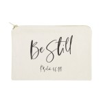 Be Still, Psalm 46:10 Religious Bible Verse Cosmetic Bag, Makeup and Travel Pouch