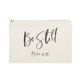 Be Still, Psalm 46:10 Religious Bible Verse Cosmetic Bag, Makeup and Travel Pouch