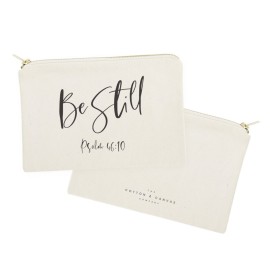 Be Still, Psalm 46:10 Religious Bible Verse Cosmetic Bag, Makeup and Travel Pouch Be Still, Psalm 46:10 Religious Bible Verse Cosmetic Bag, Makeup and Travel Pouch