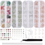 WOKOTO 4 Box Mix-Style Nail Crystals Rhinestones Silver Rose Gold Nail Studs Charms For Women Nail Art Colorful Pointed Fake Diamonds And Flatback Ab Rhinestones Kit With Tweezers And Picker Pencil