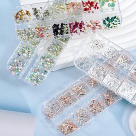 WOKOTO 4 Box Mix-Style Nail Crystals Rhinestones Silver Rose Gold Nail Studs Charms For Women Nail Art Colorful Pointed Fake Diamonds And Flatback Ab Rhinestones Kit With Tweezers And Picker Pencil WOKOTO 4 Box Mix-Style Nail Crystals Rhinestones Silver Rose Gold Nail Studs Charms For Women Nail Art Colorful Pointed Fake Diamonds And Flatback Ab Rhinestones Kit With Tweezers And Picker Pencil