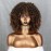 Xinran Omber Brown Kinky Curly Wig for Black Women, Short Curly Afro Wigs with Bangs, Synthetic African American Full Hair Wig 14 inch