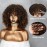 Xinran Omber Brown Kinky Curly Wig for Black Women, Short Curly Afro Wigs with Bangs, Synthetic African American Full Hair Wig 14 inch