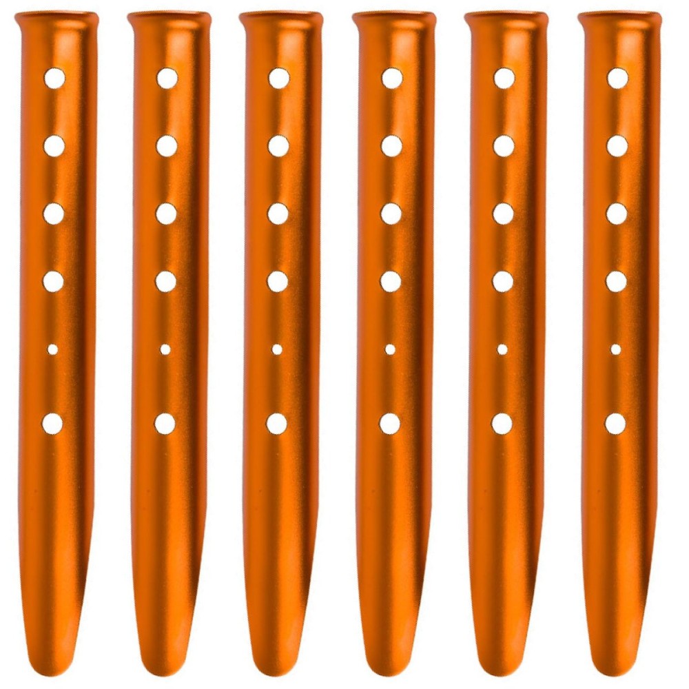 TRIWONDER Tent Stakes Pegs for Snow Sand Beach Canopy Heavy Duty Ground Anchor Stakes Tent Nail Aluminum U-Shaped Camping Hiking Backpacking 6Pcs (Orange - U-Shaped - 12.2 Inches)