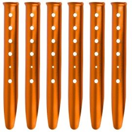 TRIWONDER Tent Stakes Pegs for Snow Sand Beach Canopy Heavy Duty Ground Anchor Stakes Tent Nail Aluminum U-Shaped Camping Hiking Backpacking 6Pcs (Orange - U-Shaped - 12.2 Inches)
