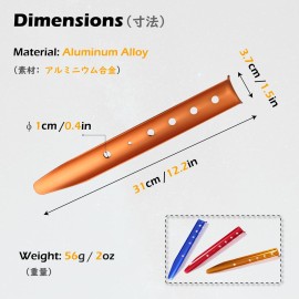 TRIWONDER Tent Stakes Pegs for Snow Sand Beach Canopy Heavy Duty Ground Anchor Stakes Tent Nail Aluminum U-Shaped Camping Hiking Backpacking 6Pcs (Orange - U-Shaped - 12.2 Inches)