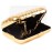Mini Metallic Hard Case Handbag With Mirror and Long Chain (Gold)