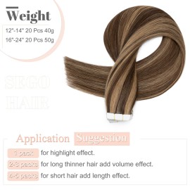 SEGO Hair Extensions Tape in Real Human Hair 20 Inch 20pcs 50g Straight Balayage 100% Remy Seamless Skin Weft Invisible Rooted Double Sided Tape Hair for Women-Medium Brown&Dark Blonde SEGO Hair Extensions Tape in Real Human Hair 20 Inch 20pcs 50g Straight Balayage 100% Remy Seamless Skin Weft Invisible Rooted Double Sided Tape Hair for Women-Medium Brown&Dark Blonde