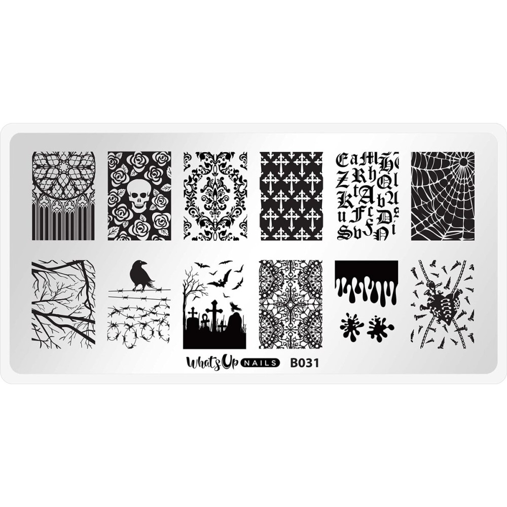 Whats Up Nails - B031 Gothic Affection Stamping Plate for Halloween Nail Art Design Whats Up Nails - B031 Gothic Affection Stamping Plate for Halloween Nail Art Design
