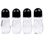 4Packs Empty Deodorant Roll On Bottles Containers Leak Proof Massage Roller Ball Bottles with Cap For Essential Oils Perfume Cosmetics, Glass Empty Roller Bottles with Plastic Roller Ball 50ML