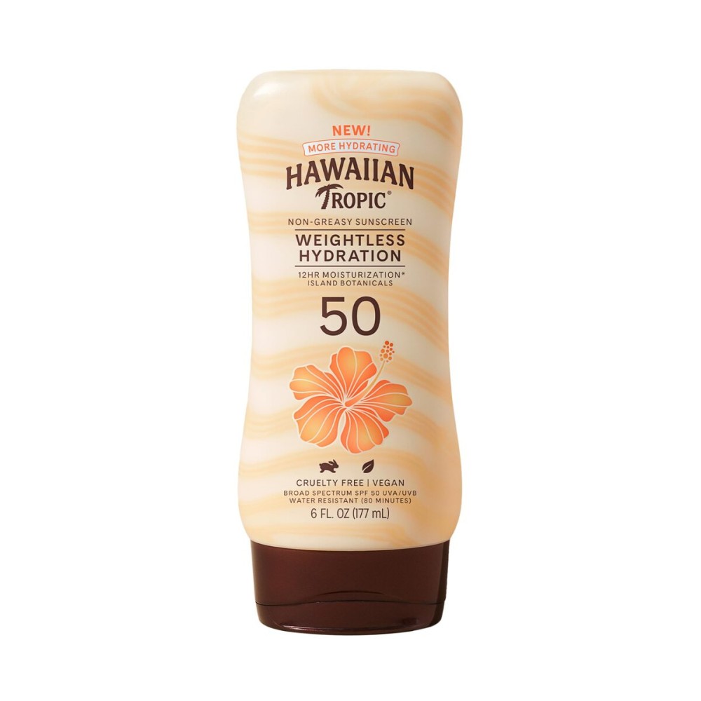 Hawaiian Tropic Weightless Hydration Lotion Sunscreen SPF 50, 6oz | Oil Free, Broad Spectrum, Oxybenzone Free, Body Sunscreen Hawaiian Tropic Weightless Hydration Lotion Sunscreen SPF 50, 6oz | Oil Free, Broad Spectrum, Oxybenzone Free, Body Sunscreen