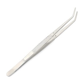 OdontoMed2011 Sewing Machine Tweezers Stainless Steel with Curved Serrated Tip Multipurpose Forceps for Craft Repairing Silver