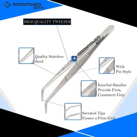 OdontoMed2011 Sewing Machine Tweezers Stainless Steel with Curved Serrated Tip Multipurpose Forceps for Craft Repairing Silver OdontoMed2011 Sewing Machine Tweezers Stainless Steel with Curved Serrated Tip Multipurpose Forceps for Craft Repairing Silver
