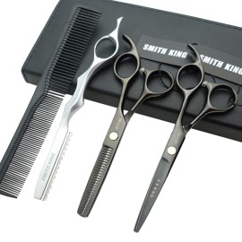 6.0 Inches Professional hair cutting thinning scissors set with razor (Gray)