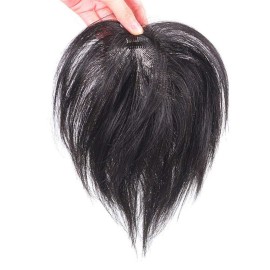 RemeeHi Short Straight Human Hair Toppers 18cm Hand Made Clip in Hairpiece for Covering White Hair Tape Toupee Wiglet 5x7cm Red Brown