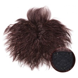 Human Hair Nature Curly Topper Replacement Fluffy Hairpiece Seamless Clip in Top Wiglet for Women Thin Hair Large Dark Brown