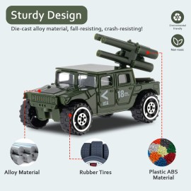 Shellvcase Diecast Military Vehicles, 6 Pack Army Toys Assorted Alloy Metal Model Cars Tank,Helicopter,Panzer,Anti-Air Vehicle Playsets Gift for Boys Kids Age 6 7 8 9 10
