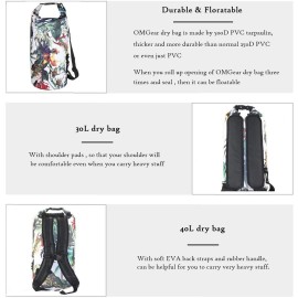 OMGear Waterproof Dry Bag Backpack Waterproof Phone Pouch 40L/30L/20L/10L/5L Floating Dry Sack For Kayaking Boating Sailing Canoeing Rafting Hiking Camping Outdoors Activities (camouflage1, 20L)