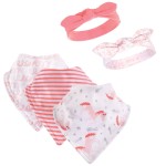 Hudson Baby Unisex Baby Cotton Bib and Headband or Caps Set, Coral Unicorn, One Size